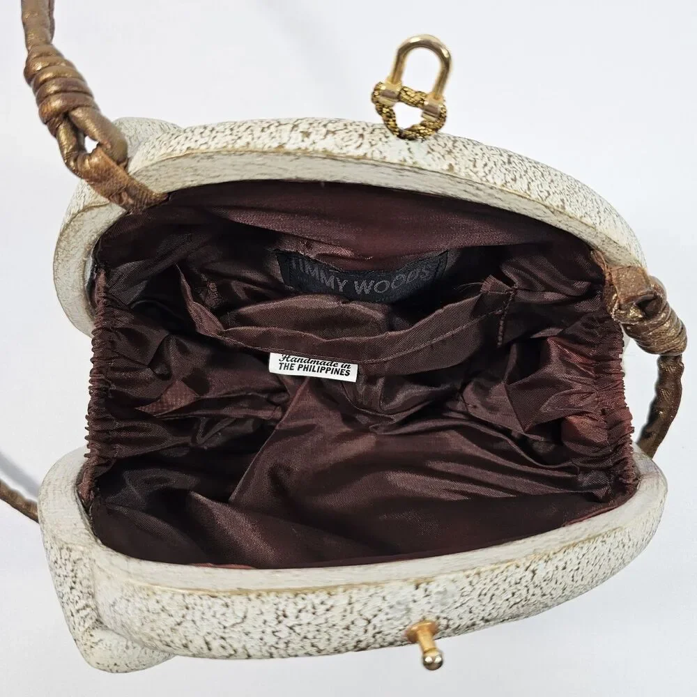 Timmy Woods Beverly Hills Vintage Carved Wood Fish Crossbody Bag Fisherman Rare